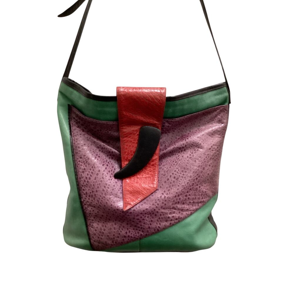 Vintage SHARIF Purse Women’s One Size Shoulder Bag Leather Zipper Multicolor